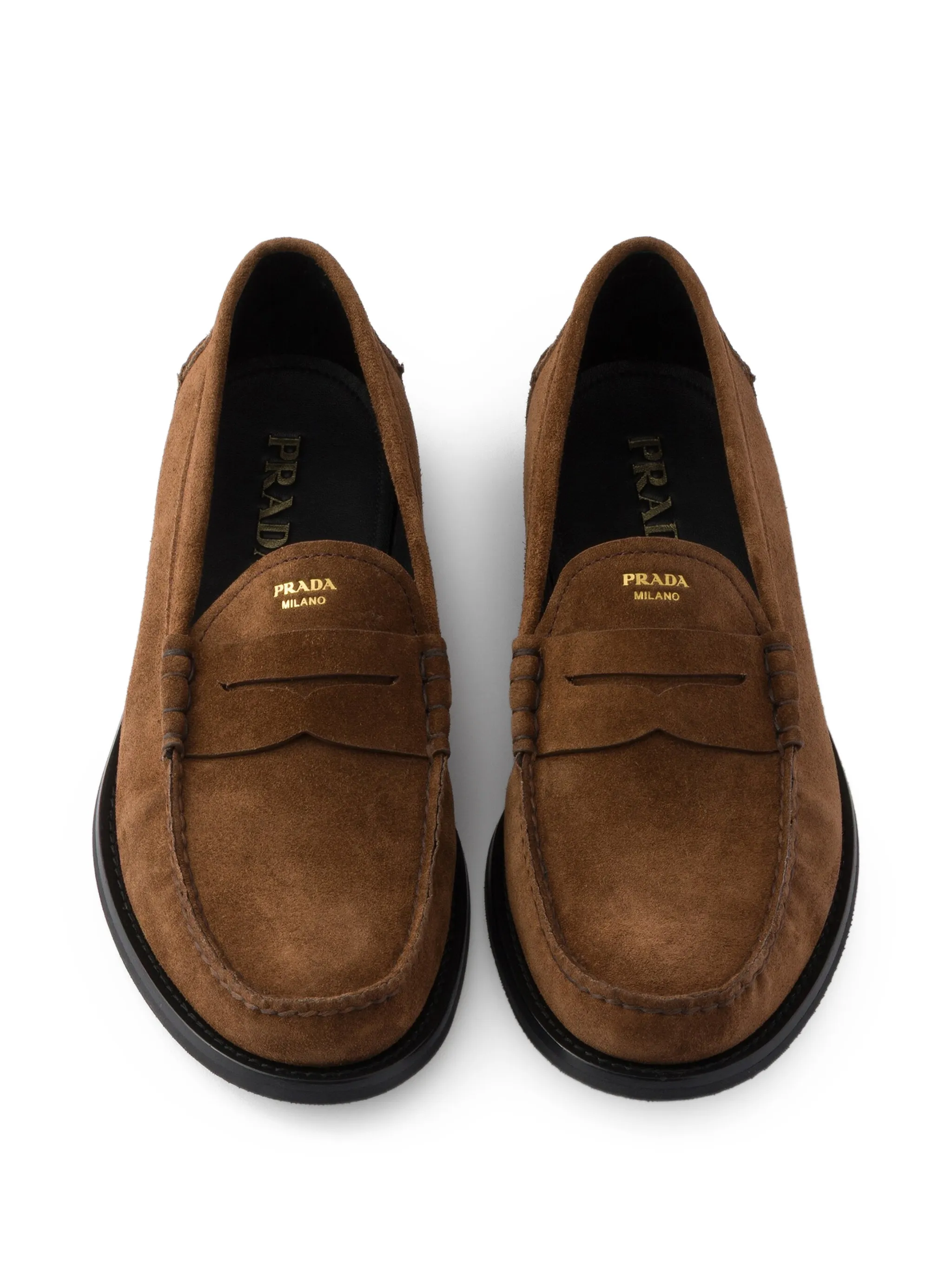 Prada aged-effect suede loafers