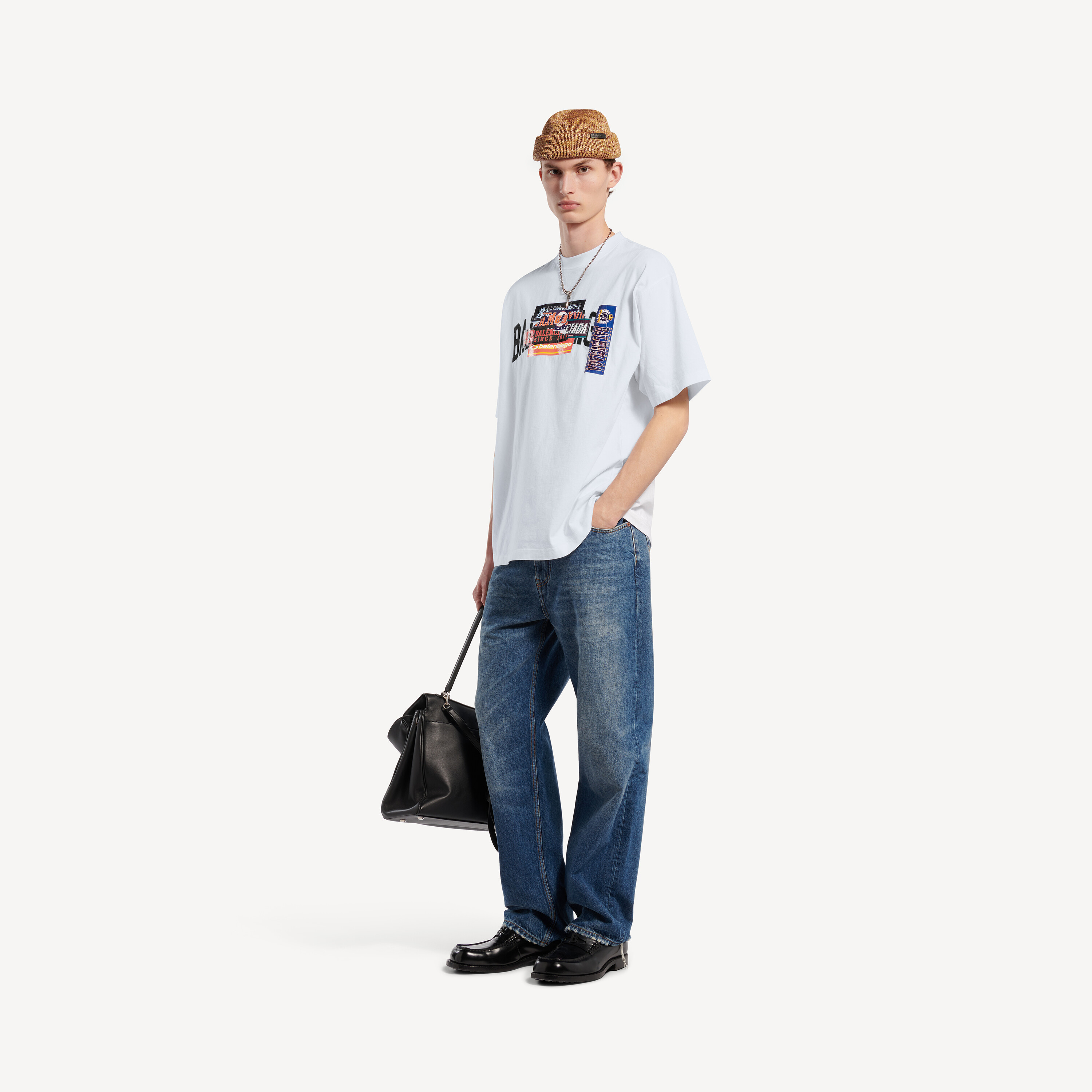 Balenciaga Men's Bumper Stickers Medium Fit T-shirt in White - Image 2