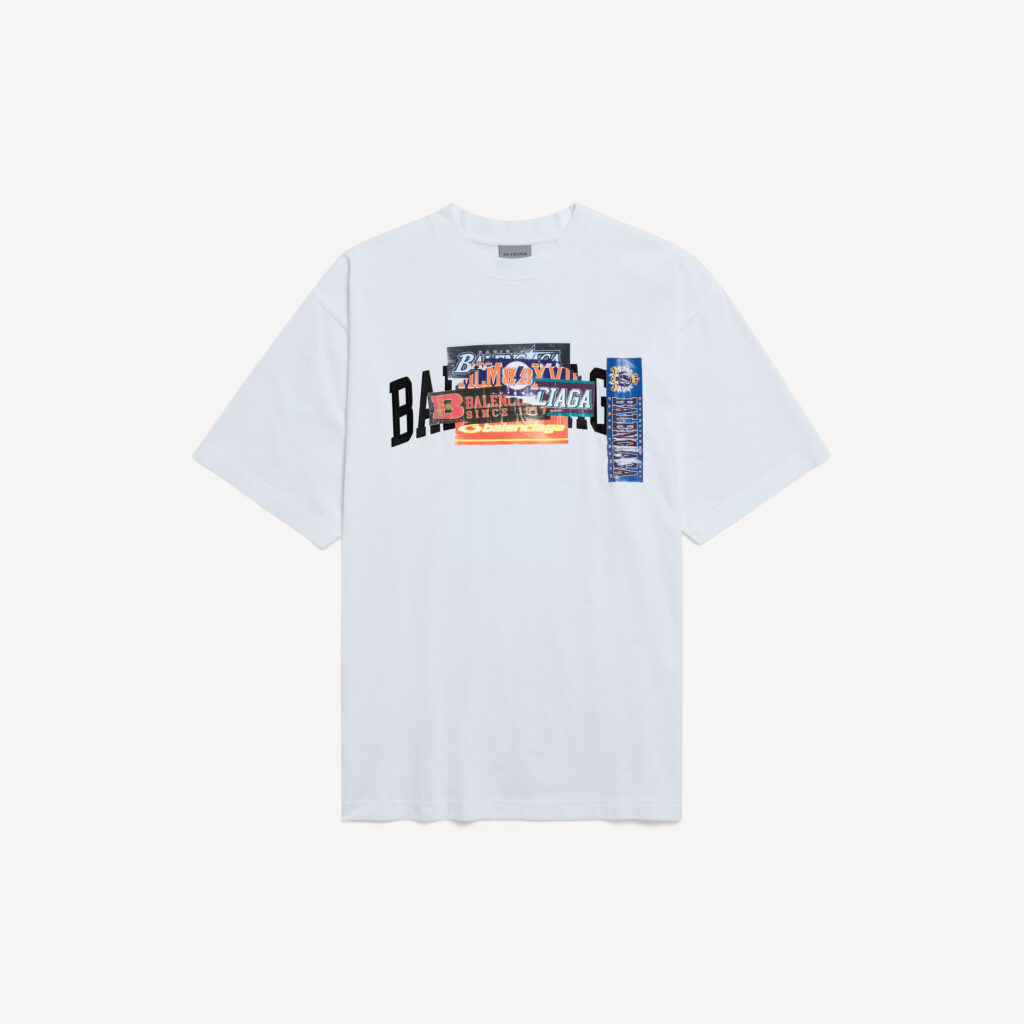 Balenciaga Men's Bumper Stickers Medium Fit T-shirt in White