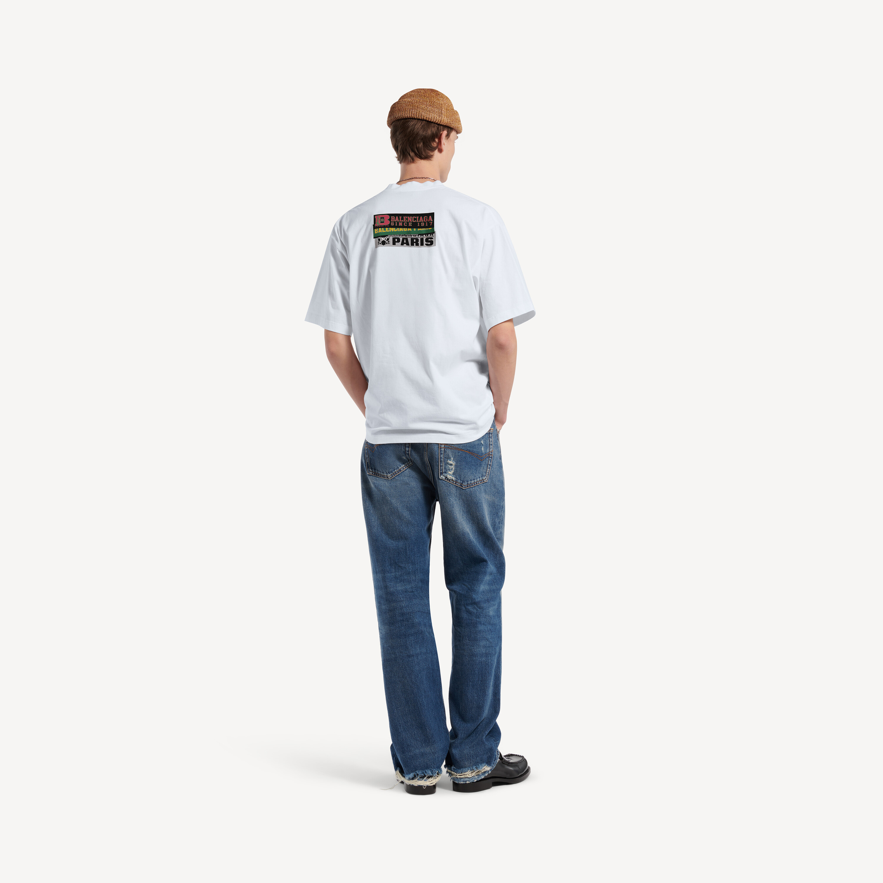 Balenciaga Men's Bumper Stickers Medium Fit T-shirt in White - Image 4