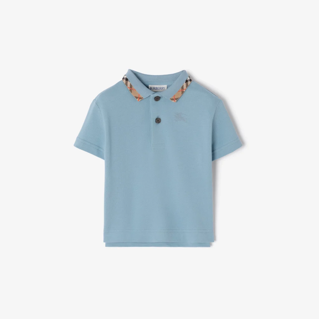 Burberry Check Collar Cotton Polo Shirt