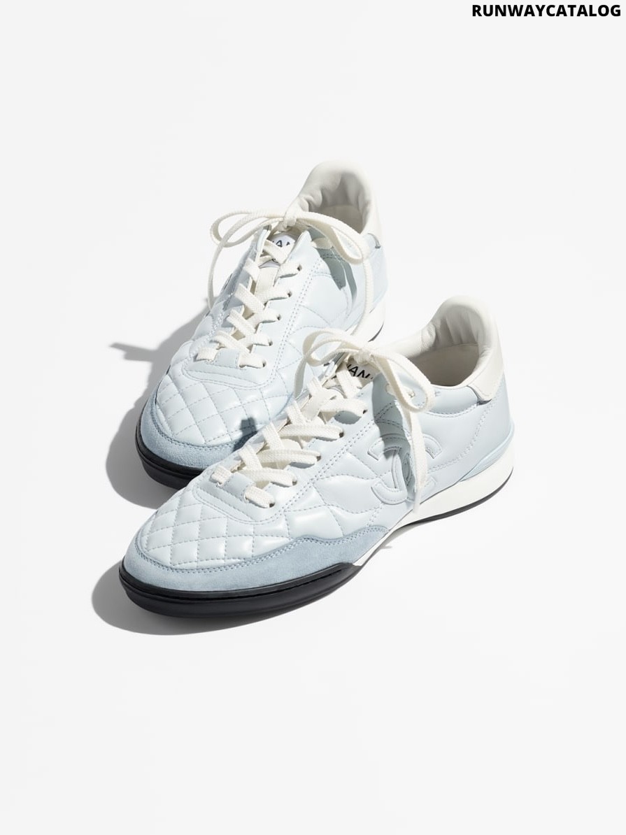 Chanel Trainers Shiny Calfskin, Calfskin & Suede Calfskin Light Blue & White