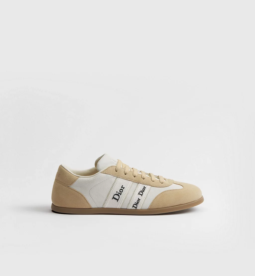 Dior Ribbon Sneaker White and Beige Suede Calfskin
