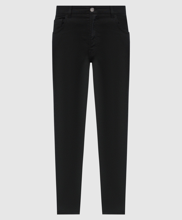 Stefano Ricci Black insulated jeans with a logo patch